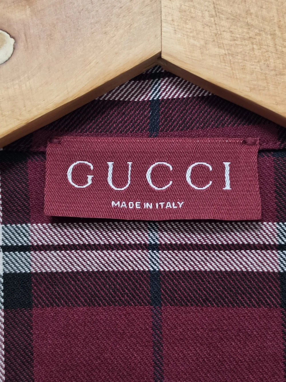 Gucci Men's Burgundy Plaid Short-Sleeve Shirt
